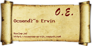 Ocsenás Ervin névjegykártya
